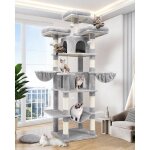 Arbre � chat xxl - jozsi - arbre 204?cm avec 3 perchoirs rembourr�s 2 niches 2 paniers hamac stable pour ...