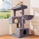 Arbre � chat xxl - suteo - 105 cm - 4 niveaux - gris - condo spacieux - plateformes larges - poteaux ...