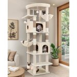 Arbre � chat xxl - suteo - 188 cm de hauteur - 2 grandes niches - 2 paniers moelleux - plateforme rembourr�e ...