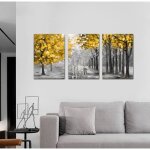 Arbre dautomne jaune tableau d�coration murale salon impression sur toile peintures sur toile d�coration ...