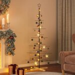 Arbre de no�l en m�tal - vidaxl - 180 cm - noir - base en bois - 19 tiges - 90x90 cm - acier enduit de ...