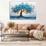Arbre de viearbre bleu abstrait tableaux decoratifs murauxconvient pour chambre � coucher salon salle ...