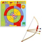 Arc en bois pour enfant vilac - 3 flèches avec cible intégrée Arc en bois pour enfant vilac - 3 flèches avec cible intégrée