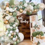 Arche ballon anniversaire vert et or guirlande ballons vert olive blancs or kit ballon baby shower ballon ...