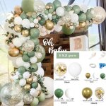 Arche ballon anniversaire vert et or - ballons vert olive blancs or kit ballon baby shower ballon vert ...