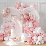 Arche ballon rose blanc 108 pcs d�co anniversaire mariage baby shower fille