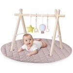 Arche d�veil bois avec 4 jouets lionelo anis - montessori - sensorielle - jouets amovibles