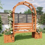 Arche de jardin avec banc ext�rieur 160x305x160 cm - pour plantes grimpantes et 2 bacs lat�raux - bois ...
