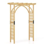 Arche de jardin en bois avec treillis 160 x 60 x 213 cm costway - support grimpant - toit pergola traditionnel ...