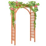 Arche de jardin en bois avec treillis 160x60x213 cm costway - support grimpant - toit pergola traditionnel ...