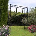 Arche de jardin mandala en acier anthracite tubes carrés grand modèle + 4 supports poteaux à enfoncer ... Arche de jardin mandala en acier anthracite tubes carrés grand modèle + 4 supports poteaux à enfoncer ...