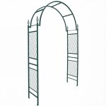 Arche de jardin m�tal treillis 143x40x234 cm acier galvanis� peint 4 piquets fixation - vert - terre ...