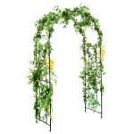 Arche de jardin m�tallique 120 x 56 x 220 cm costway - avec treillis - support plantes grimpant - r�sistance ...