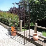Arche de jardin pergola en fer vieilli tubes carrs petit modle + 4 supports poteaux  enfoncer