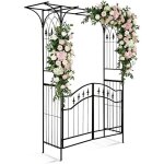 Arche de jardin avec porte - alightup - arcade de rosier fer pour plantes grimpantes 208x179x51cm