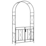 Arche de jardin avec portillon treillis style fer forgé métal époxy noir Arche de jardin avec portillon treillis style fer forgé métal époxy noir