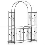 Arche de jardin avec treillis 163 x 50 x 220 cm costway - support grimpant - 2 etag�res pour jardini�res ...