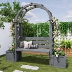 Arche de rosiers en bois avec pot de fleurs et banc tuteur pour plantes grimpantes jardini�re pour jardin ...