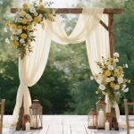 Arche tenture mariage - 1 pi�ce beige tulle �lastique 75x600 cm - pour c�r�monie f�te cuneary