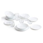 Service de table - arcopal - zelie - 18 pi�ces - 6 verres - opale blanc