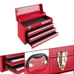 Arebos bote  outils avec 3 tiroirs et 2 compartiments de rangement rouge coffret  outils tapis antidrapant ...