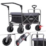 Arebos chariot utilitaire dext�rieur avec barre de pouss�e t�lescopique pliable noir