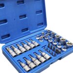 Arebos cls  douille torx 34 pcs avec crous acier et chrome vanadium intrieur extrieur profil e et ...