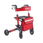 Arebos d�ambulateur rouge 4 roues d�ambulateur pliable / rollator assise et dossier / max. 136 kg r�glable ...