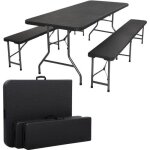 Arebos ensemble de table de camping pliante aspect rotin tente  bire banc en rotin optique pour 6 personnes ...