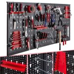 Arebos panneau mural d?outils 17 pcs mur  outils 3 plaques avec crochets rangement atelier & garage ...