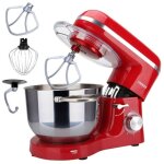 Arebos robot ptissier professionnel 1500w rouge robot de cuisine multifonction inoxydable 6 litres 6 ...
