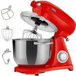 Arebos robot ptissier professionnel 1800w retro rouge faible bruit robot de cuisine multifonction 6 ...