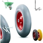 Arebos roue de brouette en caoutchouc solide pu anti - crevaison pneus avec jante en acier 4. 80 / 4. ...