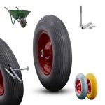 Arebos roue de brouette en caoutchouc solide pu anti - crevaison pneus avec jante en acier 4. 80 / 4. ...