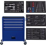 Arebos servante datelier 4 compartiments 4 tiroirs  roulement  billes avec 81 pices doutils chariot ...