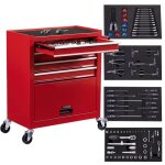 Arebos servante datelier 4 compartiments avec 81 pices doutils chariot  outils quip tapis antidrapants ...