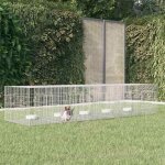Argent cage pour lapins - enclos dext�rieur - 5 panneaux 273x79x54 cm fer galvanis� a2057