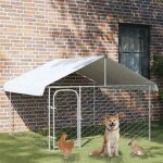 Argent chenil ext�rieur avec toit 200x200x150 cm - niches & enclos pour chiens h1069