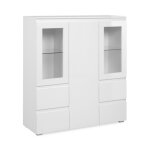 Argentier 4 portes 4 tiroirs 116x411x1257 cm blanc brillant - malio