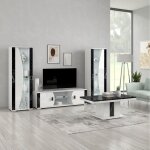 Ariane - ensemble salon table basse + meuble tv + vitrines 1 porte eclairage led intgr