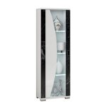 Ariane - vitrine 1 porte blanc eclairage led int�gr� avec d�cor lat�ral aspect marbre noir