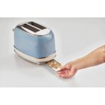 Ariete grille - pain 2 fentes 815w acier bleu vintage retro thermostat 6 positions