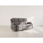 Armand - canap� 3 places relax �lectrique en velours c�tel� - gris