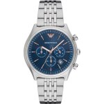 Montre homme emporio armani ar1974 - bracelet argent - cadran bleu - etanchéité 5atm Montre homme emporio armani ar1974 - bracelet argent - cadran bleu - etanchéité 5atm
