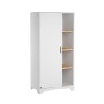 Calicosy - armoire 1 porte avec 2 penderies et 3 �tag�res ouvertes l88. 5cm - leaf - blanc