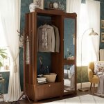Armoire 115. 5 x 38. 5 x 194. 5 cm - miroir plein pied - portes & tiroir - �tag�res r�glables - design ...