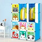 Armoire 12 cubes avec rangement et penderie modulable pour chambre denfant bleu h 147cm