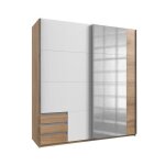 Calicosy - armoire 2 portes coulissantes dont 1 miroir - l179 cm - blanc - blanc Calicosy - armoire 2 portes coulissantes dont 1 miroir - l179 cm - blanc - blanc