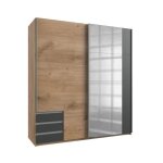 Calicosy - armoire 2 portes coulissantes dont 1 miroir - l179 cm - gris anthracite - gris anthracite Calicosy - armoire 2 portes coulissantes dont 1 miroir - l179 cm - gris anthracite - gris anthracite