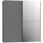 Armoire 2 portes coulissantes 5 tablettes gris fonc� miroir - jeik